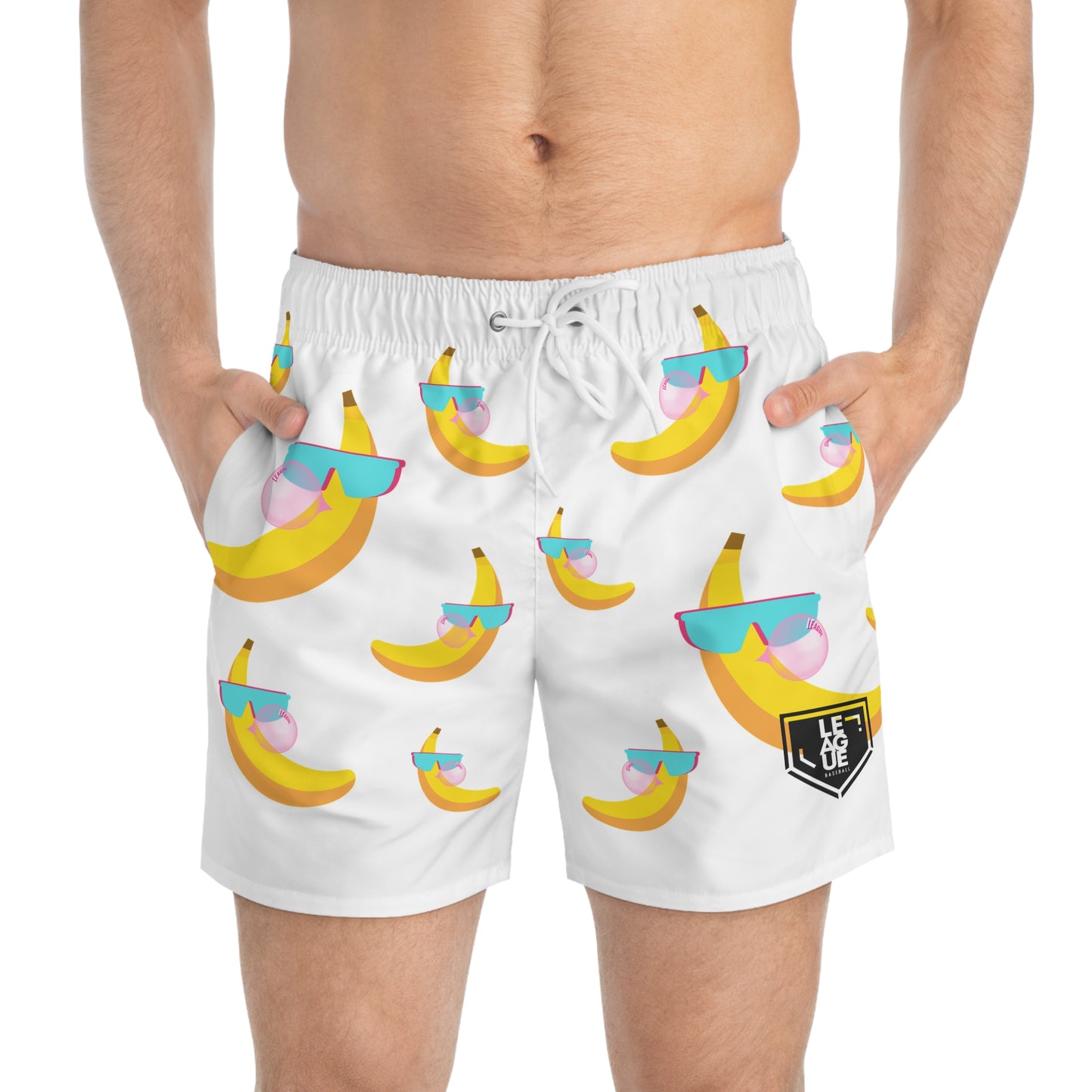 Bananas + Bubbles Swim Trunks - White