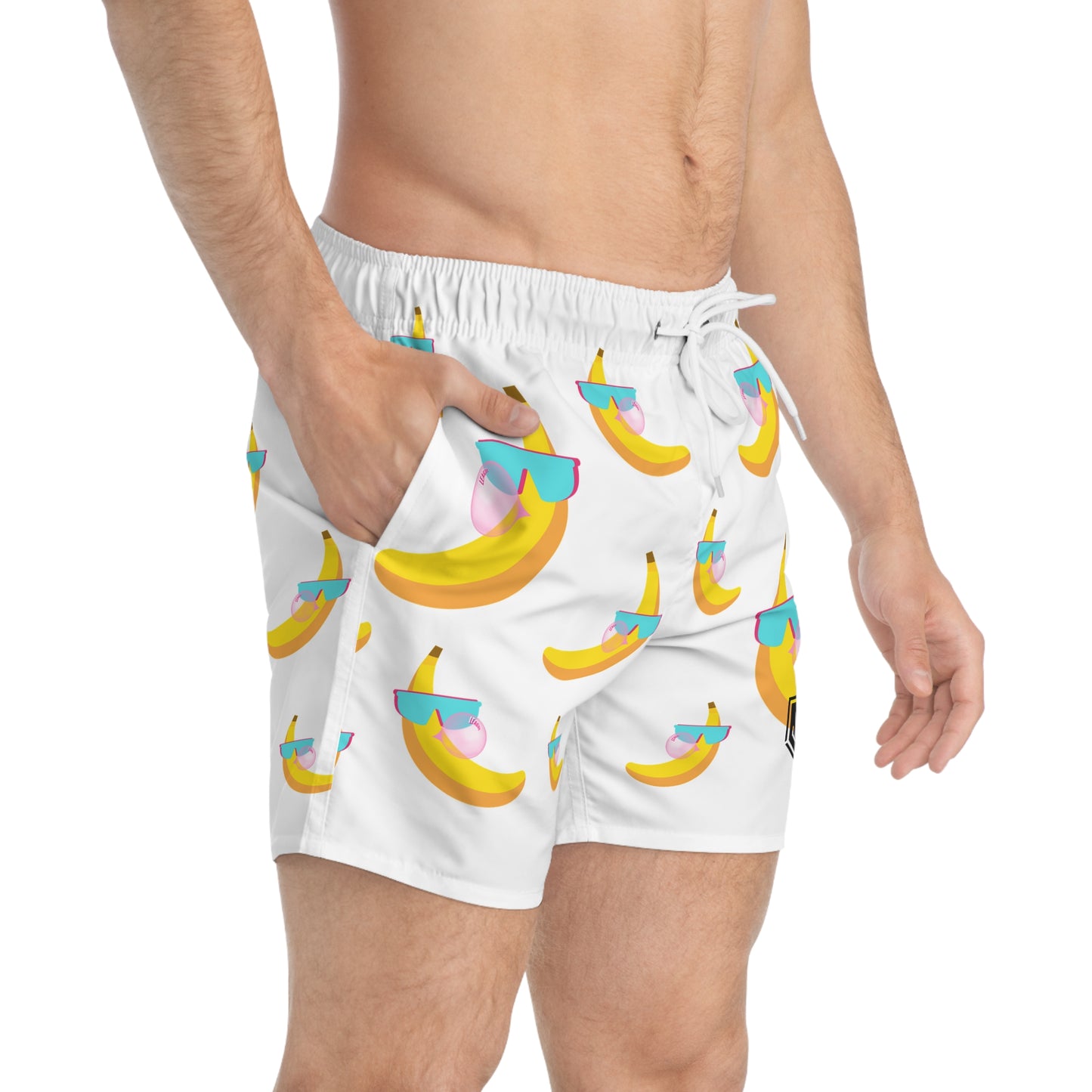 Bananas + Bubbles Swim Trunks - White